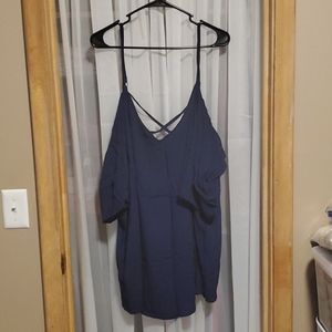 Navy blue cold shoulder blouse